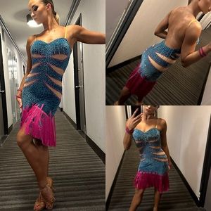 Elegant Blue and Pink Midi Dress